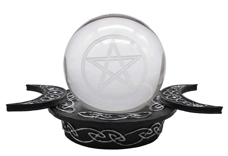 (image for) 70mm Pentagram gazing ball wTriple Moon stand