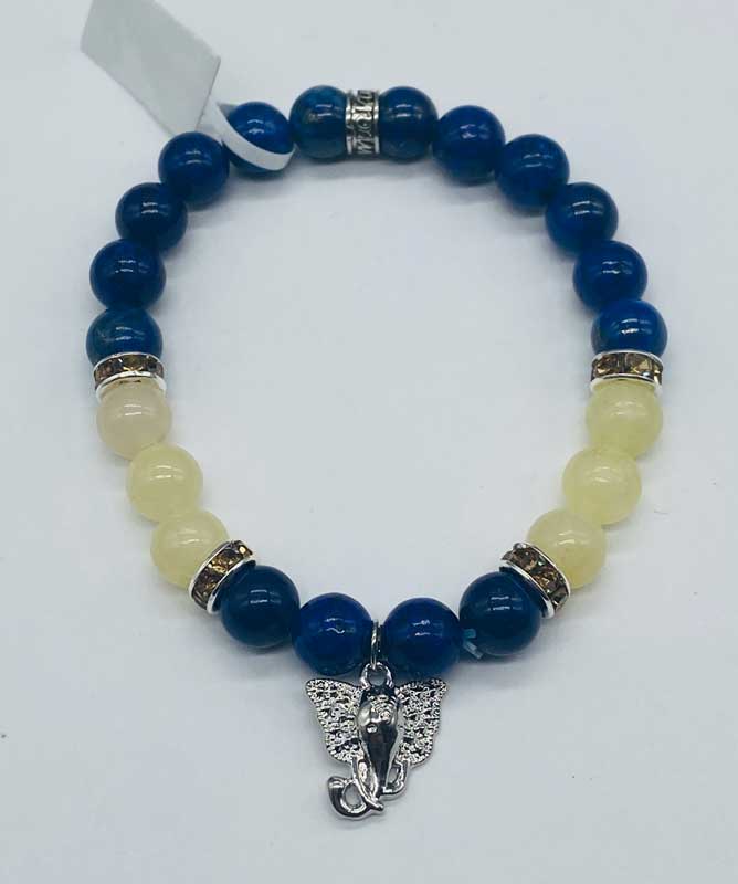 (image for) 8mm Lapis, Honey Jade, Ganesha bracelet